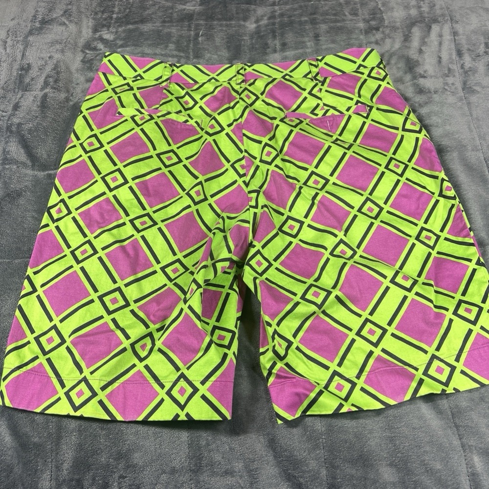 Loudmouth Shorts Mens 38 Green Purple Chino Golf Mardi Gras 11 Inseam - Picture 10 of 11